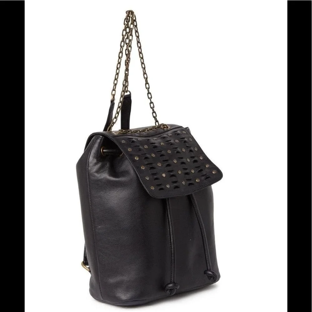 Frye Jade Studded Leather Backpack, ADJUSTABLE Chain/Leather Strap, Black,‎ NWT